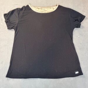 Tahari Women’s Ribbed Soft Lightweight Short Sleeve T-Shirt- Large